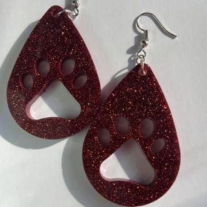 Maroon Paw Print Earrings